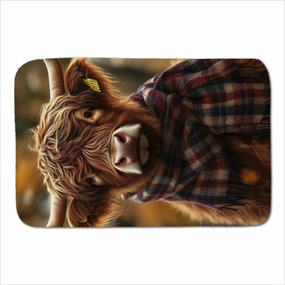 Highland Cow Wearing Scarf Sherpa Blanket