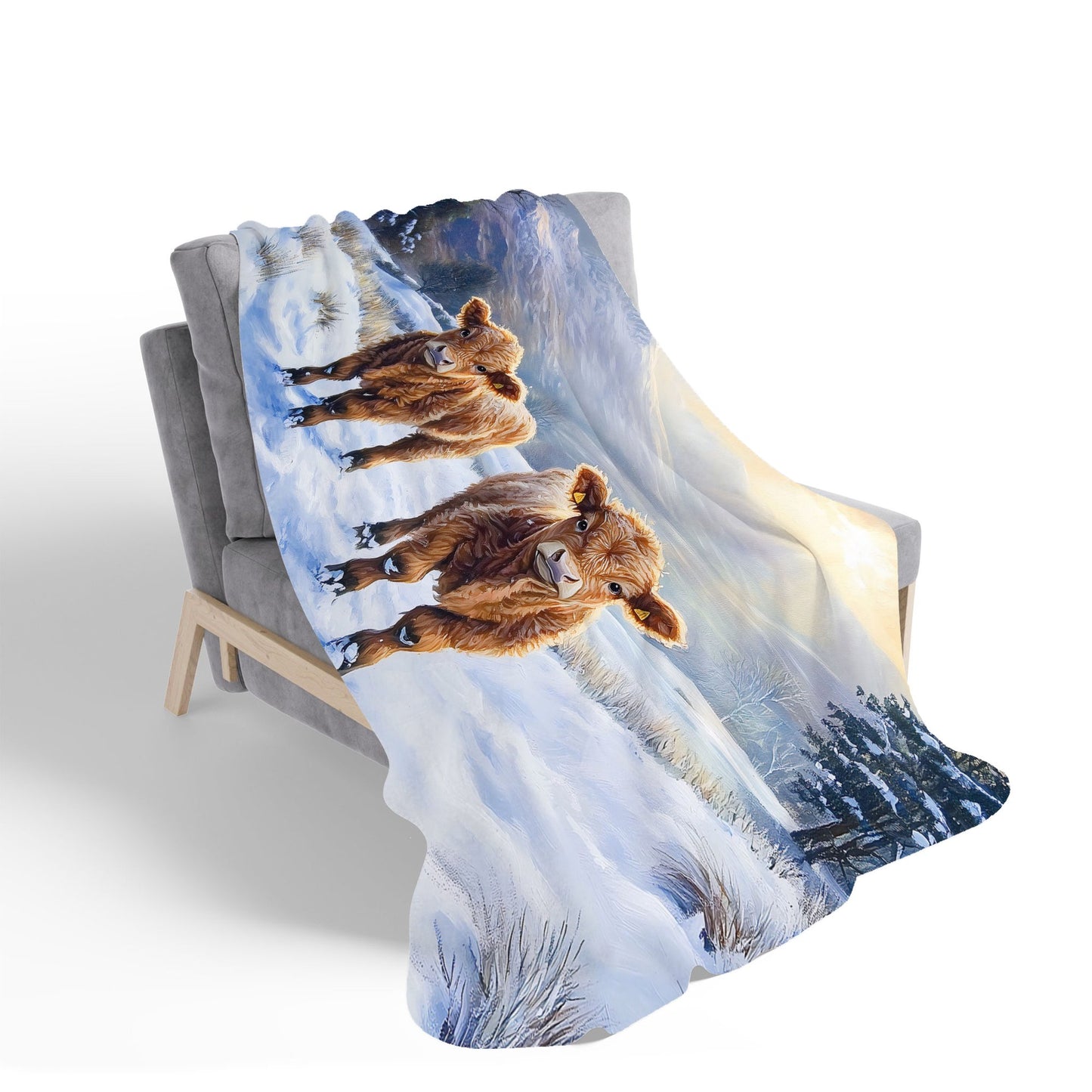 Due Of Baby Highland Cows Sherpa Blanket