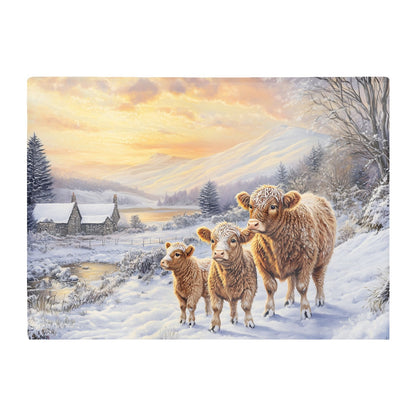 Family Of Highland Cows Glass Chopping Board