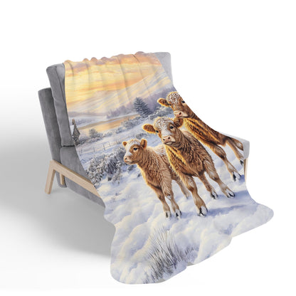 Family Of Highland Cows Sherpa Blanket