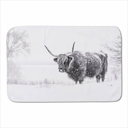 Snowy Black And White Highland Cow Sherpa Blanket