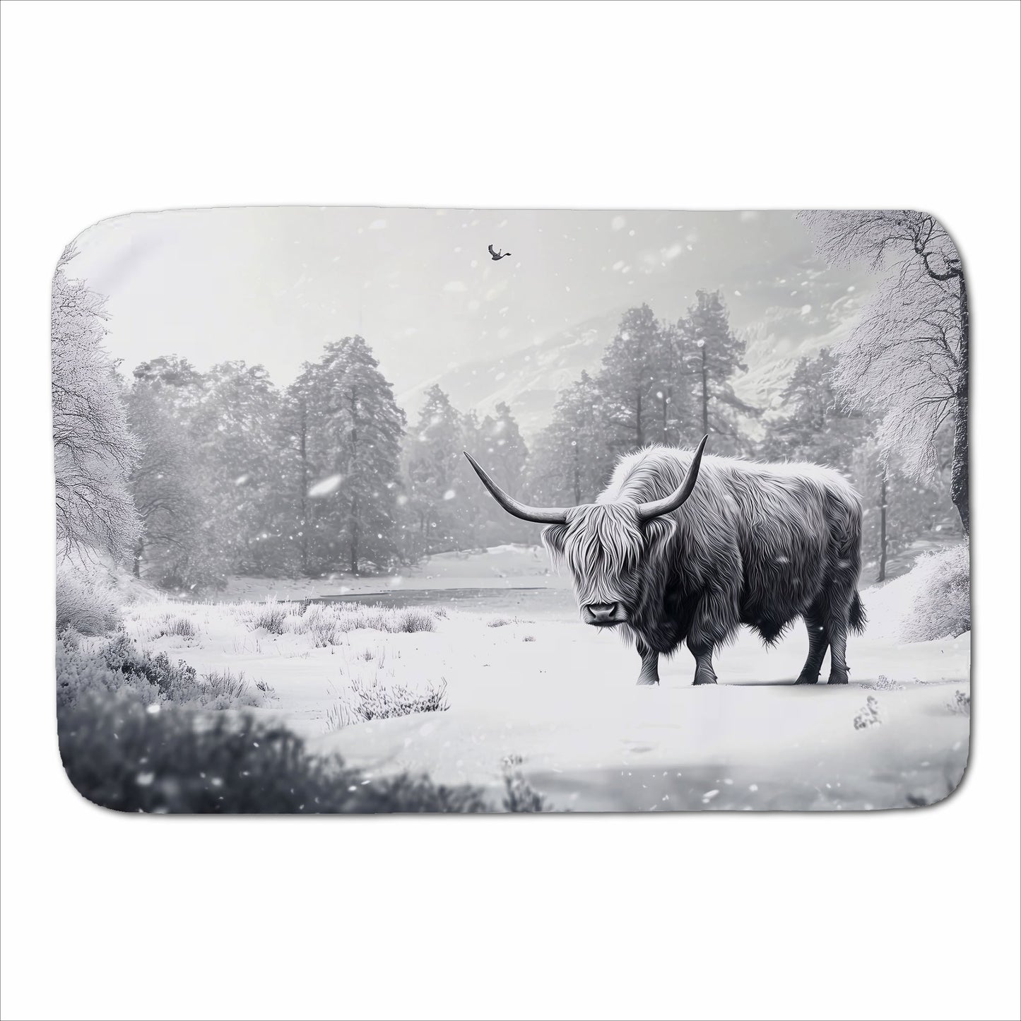 Snow Storm Highland Cow Sherpa Blanket