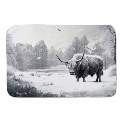 Snow Storm Highland Cow Sherpa Blanket