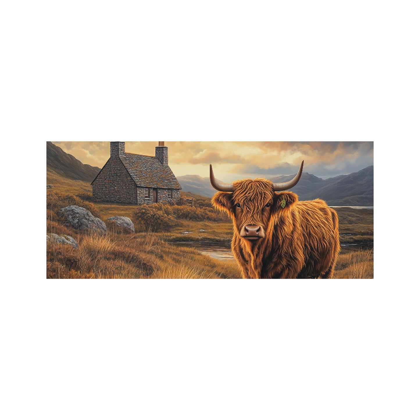 Highland Cow And A Cottage Glass Bathroom Splashback