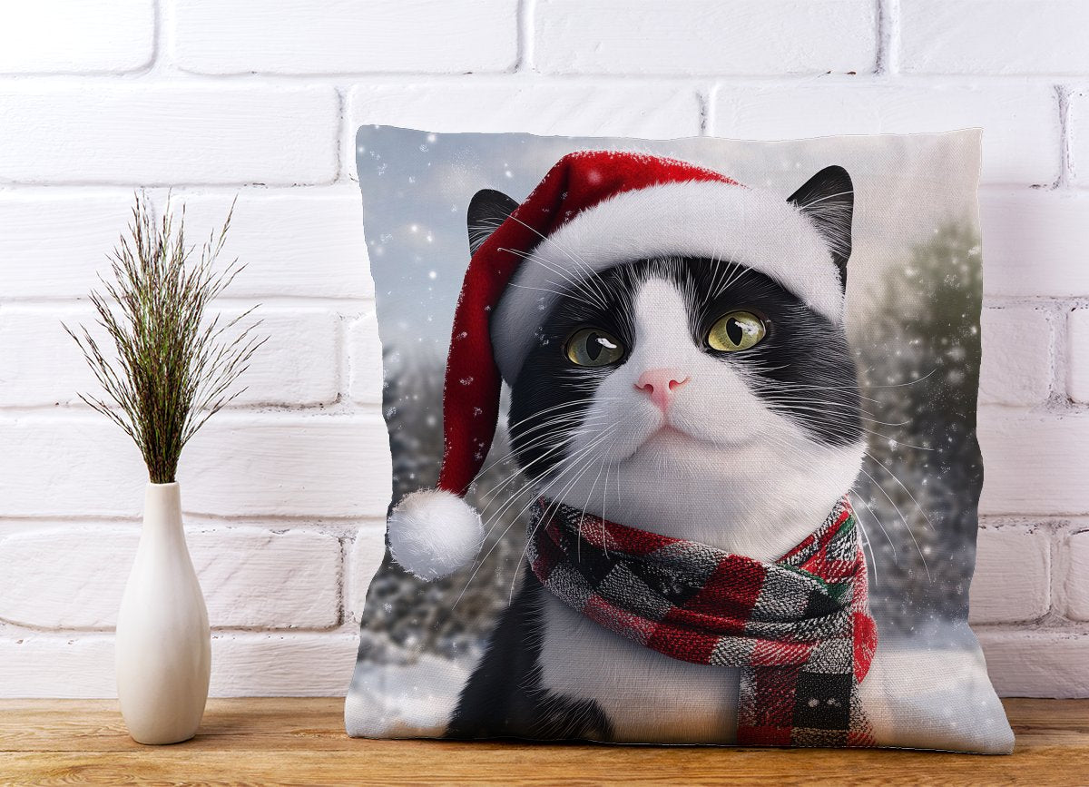 Christmas Black Cat Cushion