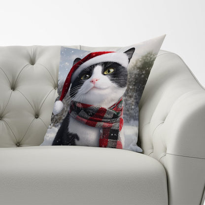 Christmas Black Cat Cushion