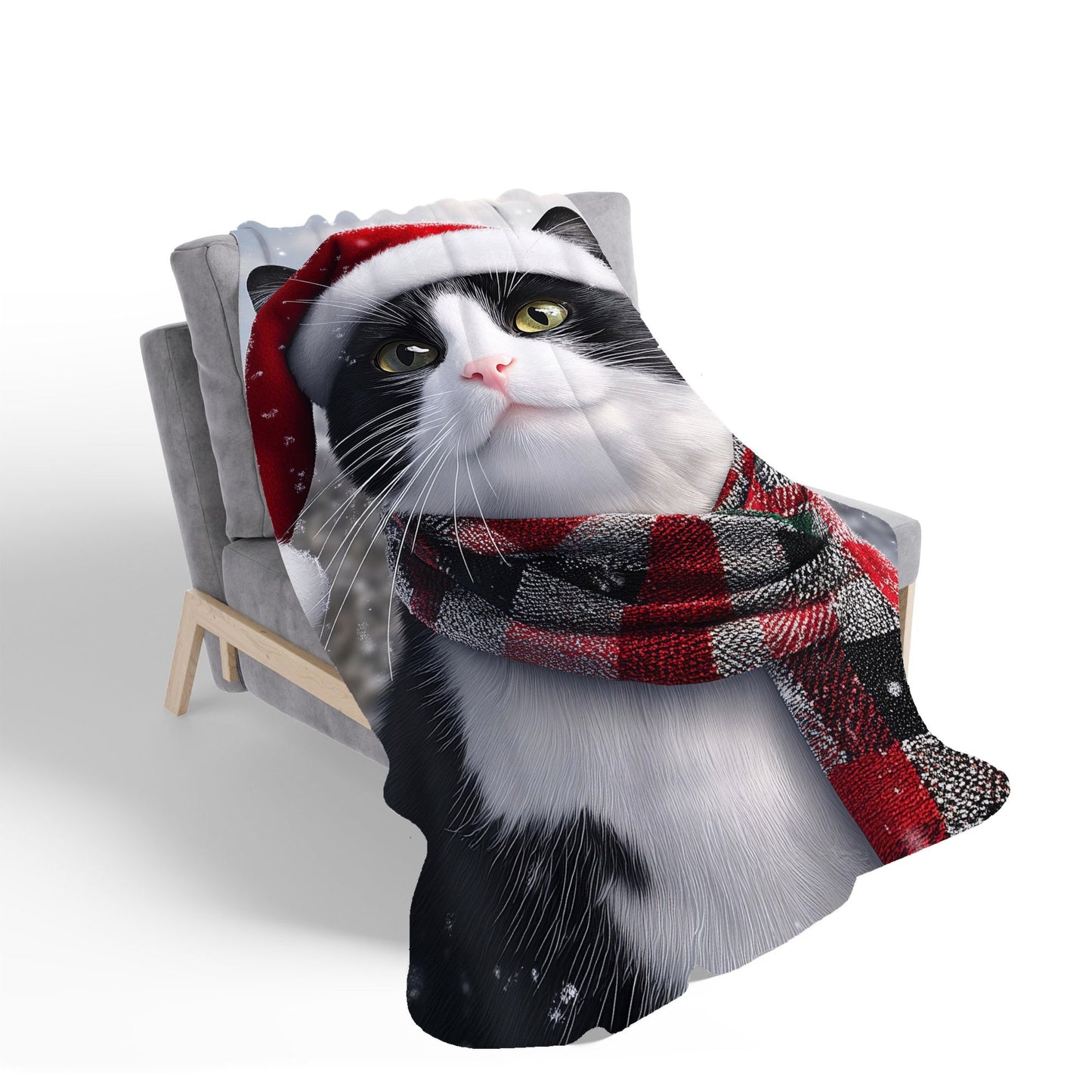 Christmas Black Cat Sherpa Blanket