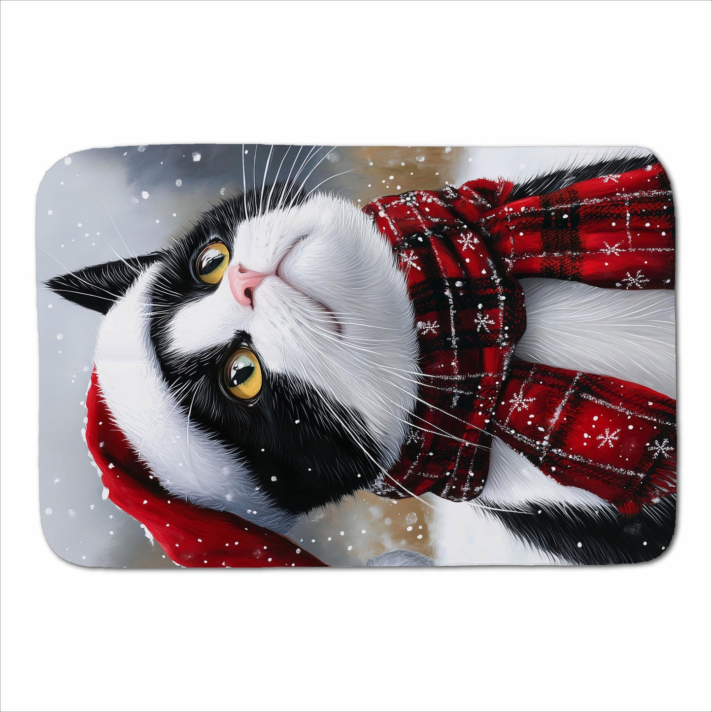 Snowy Christmas Black Cat Sherpa Blanket