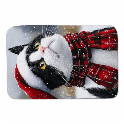 Snowy Christmas Black Cat Sherpa Blanket