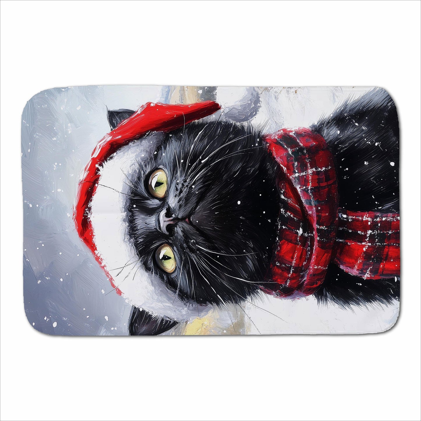Black Snowy Christmas Cat Sherpa Blanket