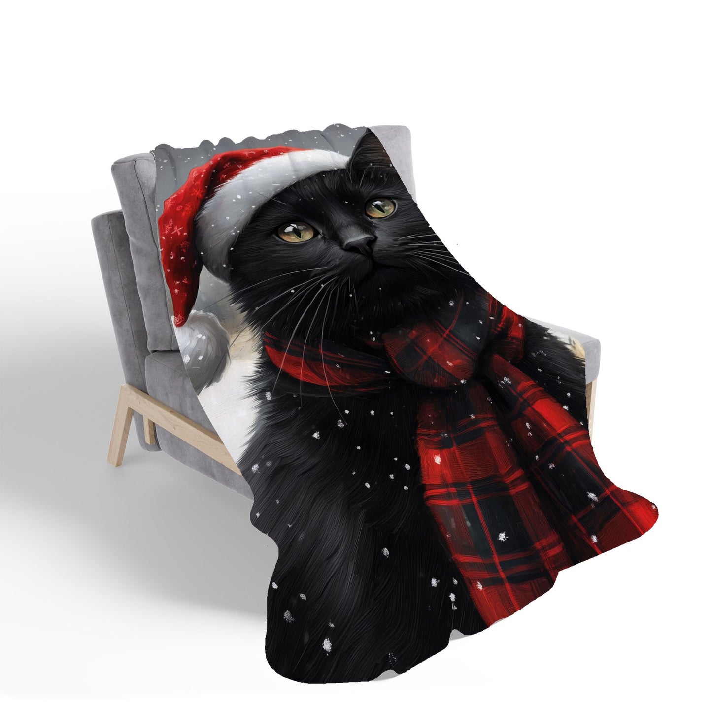 Black Christmas Cat Sherpa Blanket