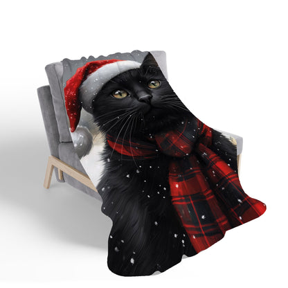 Black Christmas Cat Sherpa Blanket