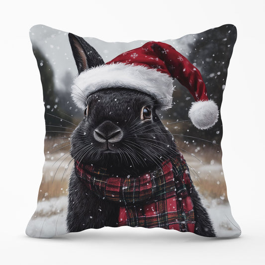 Christmas Black Rabbit Cushion