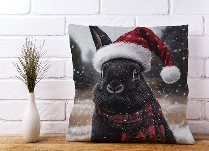 Christmas Black Rabbit Cushion