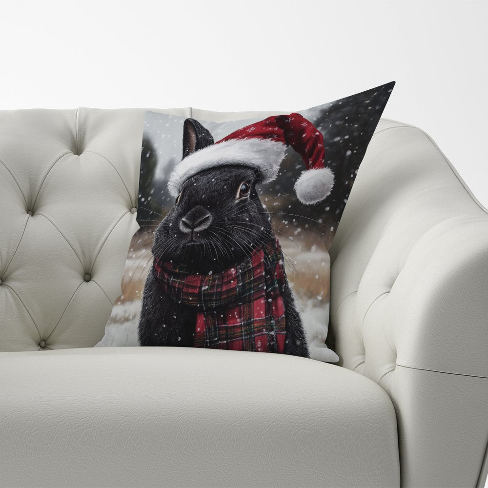 Christmas Black Rabbit Cushion
