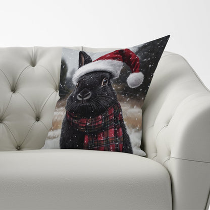Christmas Black Rabbit Cushion