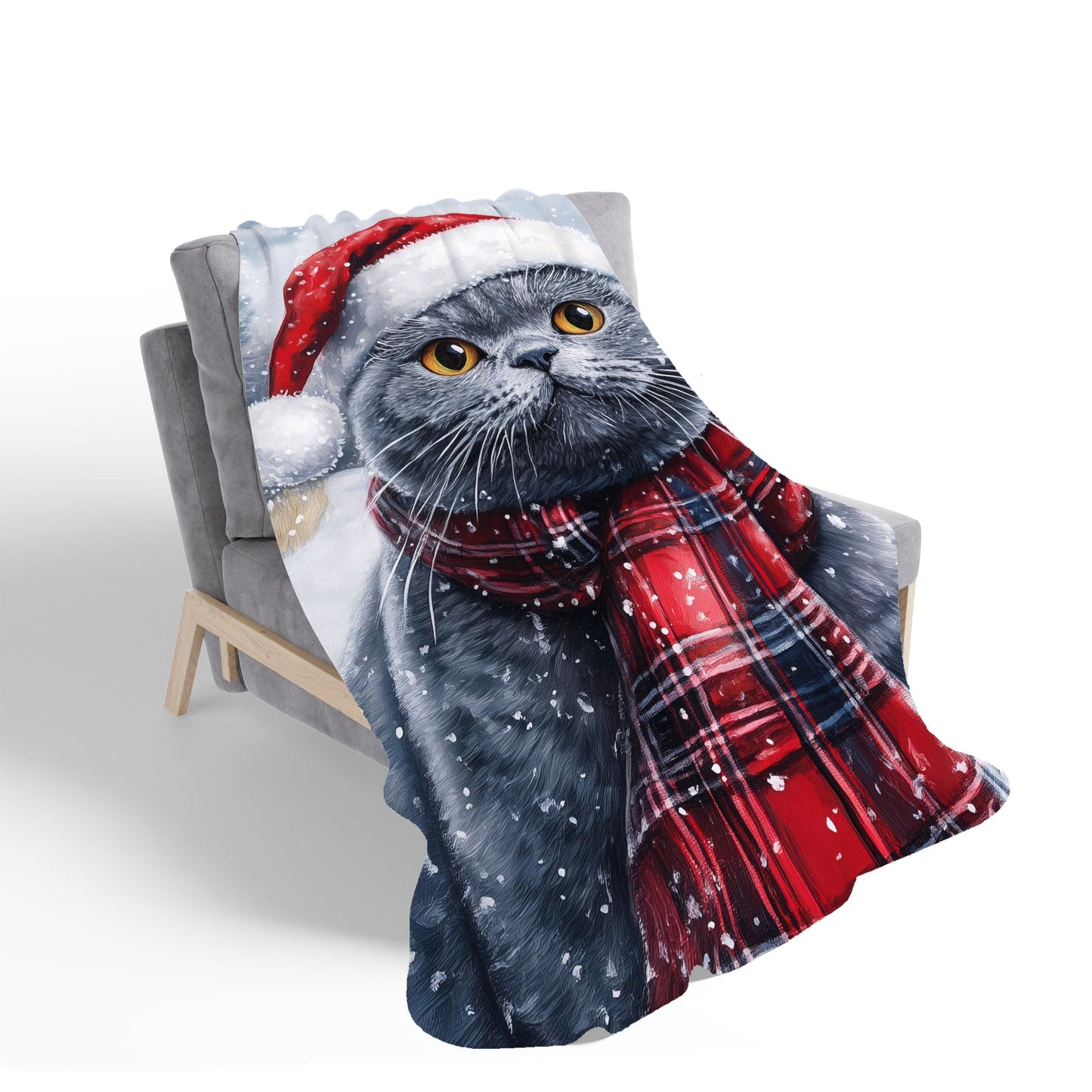 Christmas British Blue Sherpa Blanket