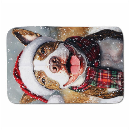 Snowy Christmas English Bull Terrier Sherpa Blanket