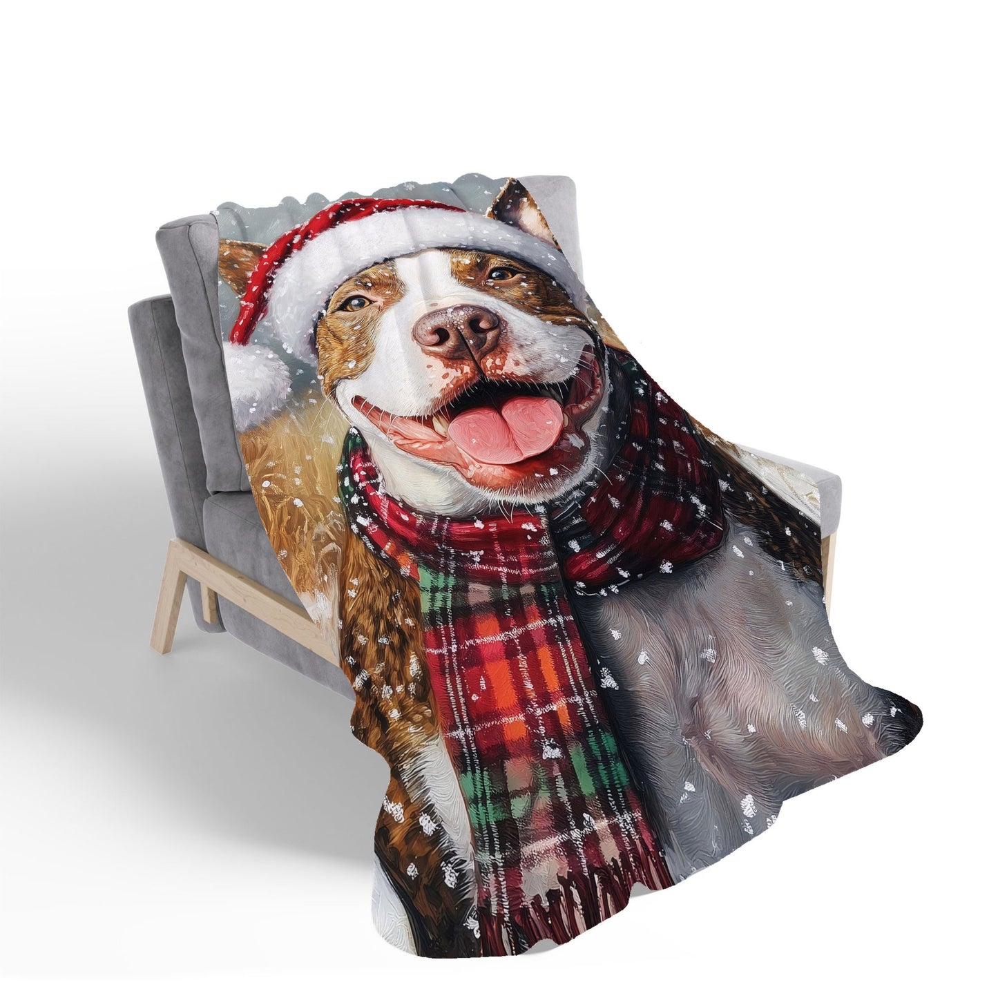 Snowy Christmas English Bull Terrier Sherpa Blanket