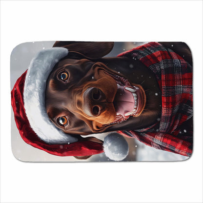 Snowy Christmas Brown Doberman Sherpa Blanket
