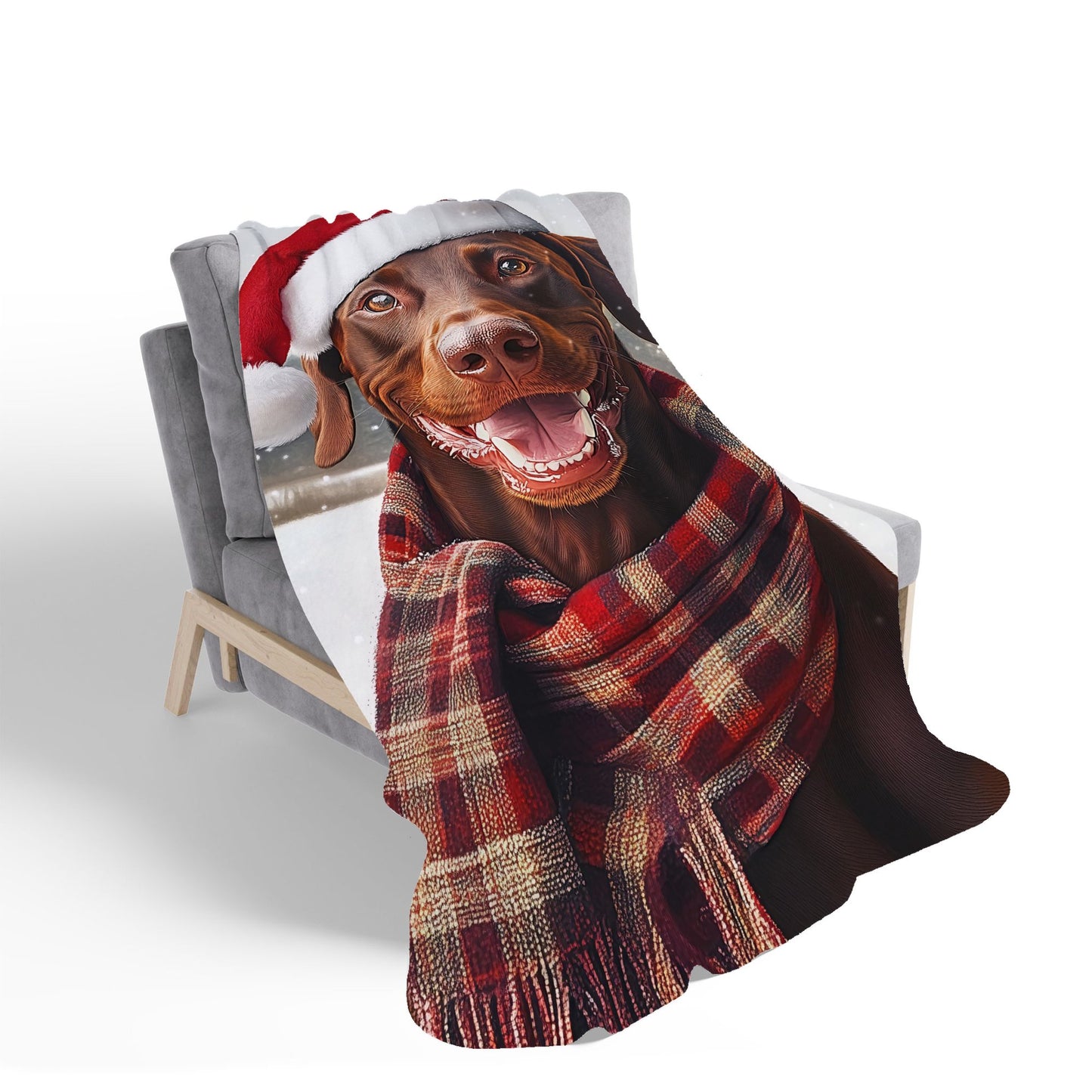 Christmas Brown Doberman Sherpa Blanket