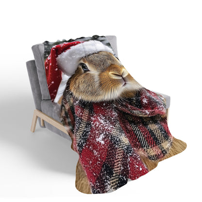 Christmas Brown Rabbit Sherpa Blanket