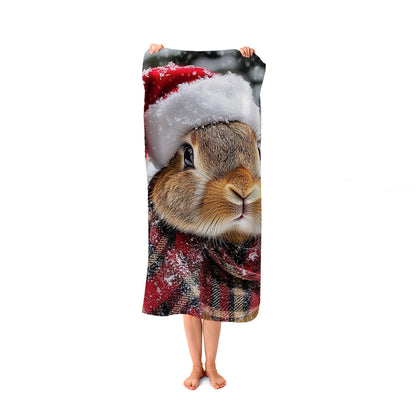 Christmas Brown Rabbit Beach Towel