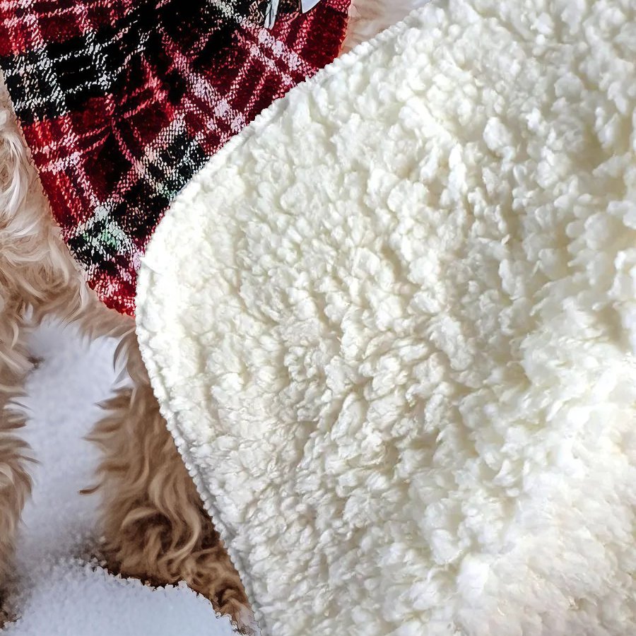 Snowy Christmas Cavapoo Sherpa Blanket