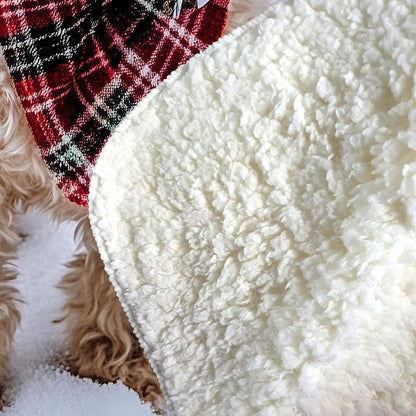 Snowy Christmas Cavapoo Sherpa Blanket