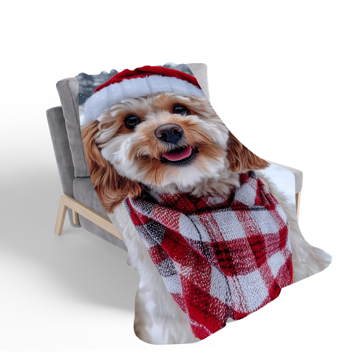 Christmas Cavapoo Sherpa Blanket