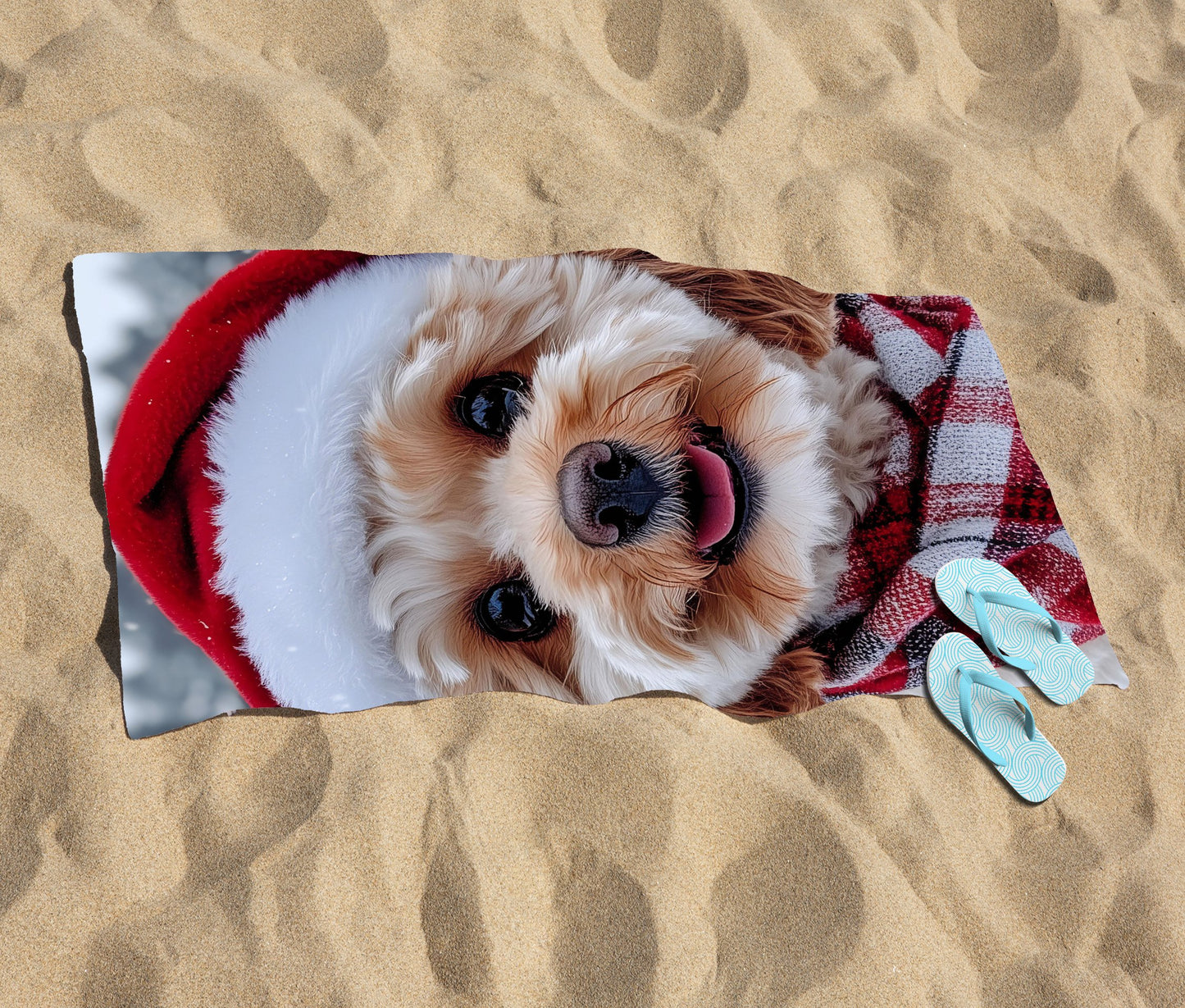 Christmas Cavapoo Beach Towel