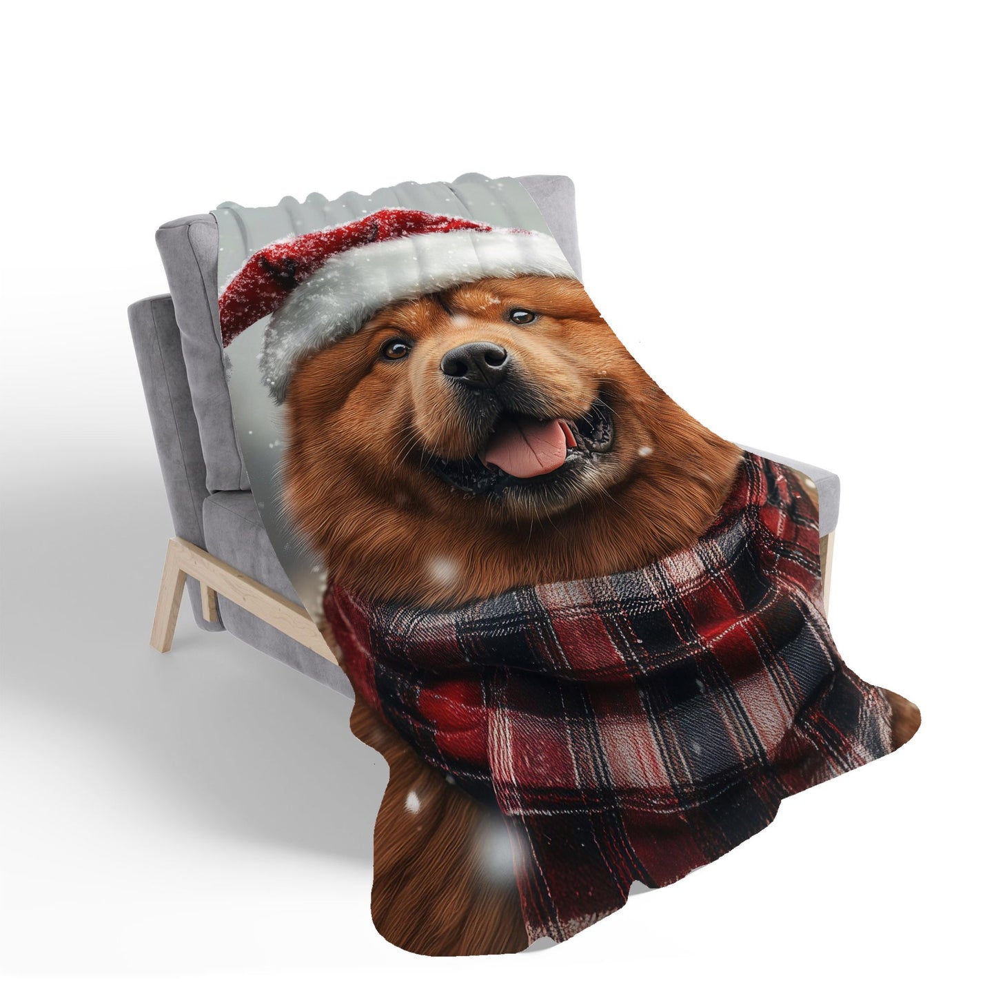 Snowy Christmas Chow Sherpa Blanket