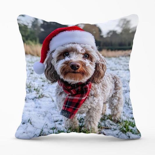 Snowy Christmas Cockapoo Cushion