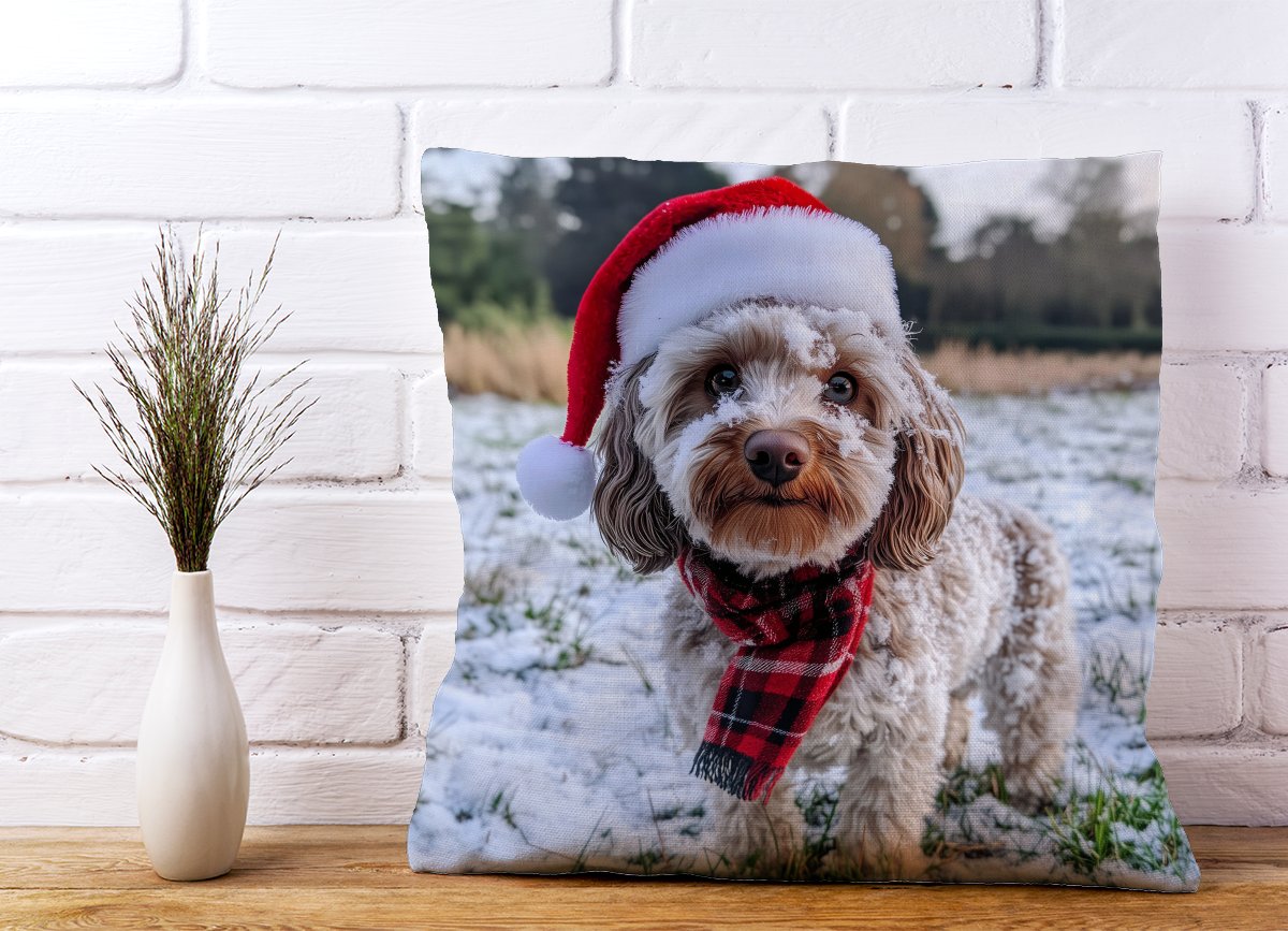 Snowy Christmas Cockapoo Cushion