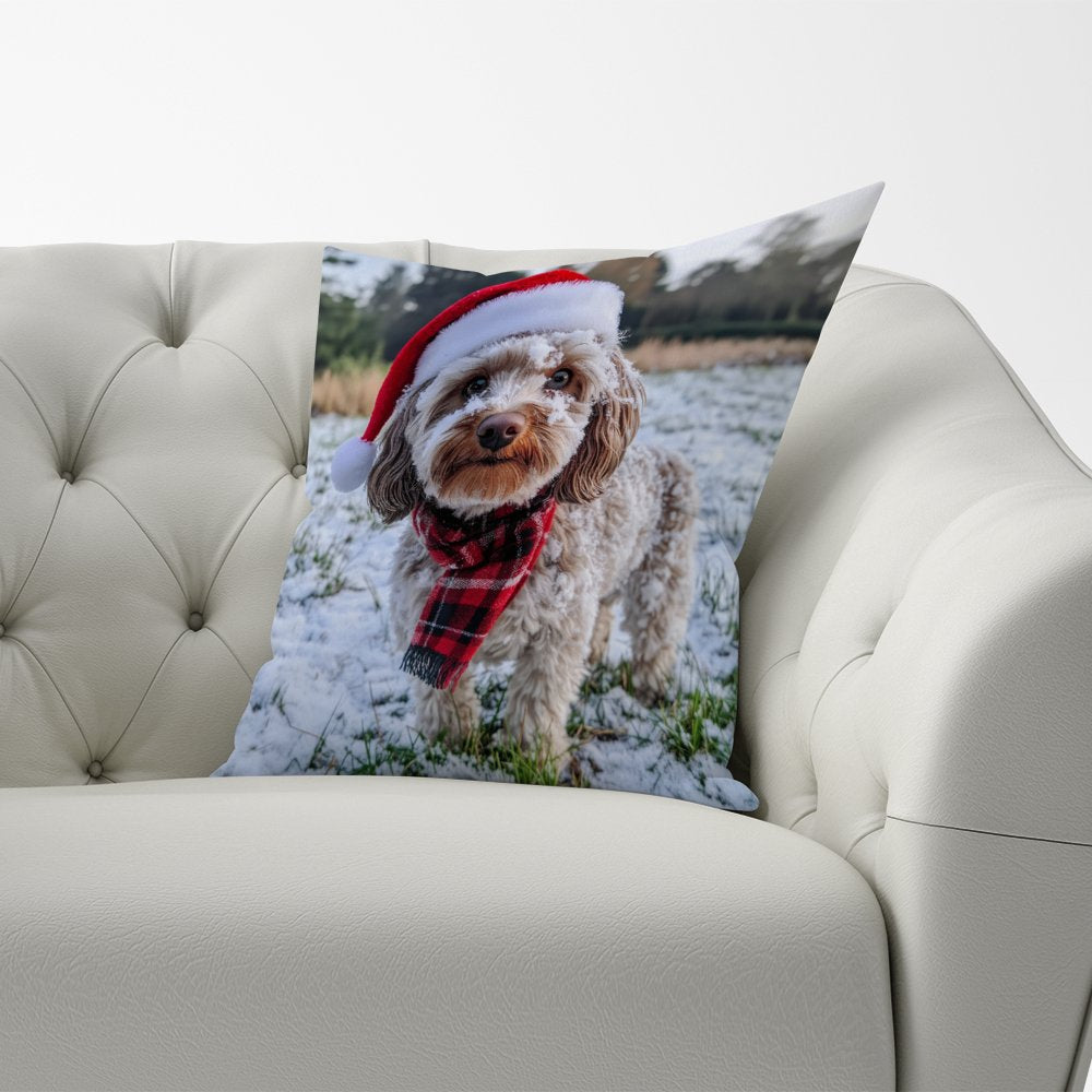Snowy Christmas Cockapoo Cushion