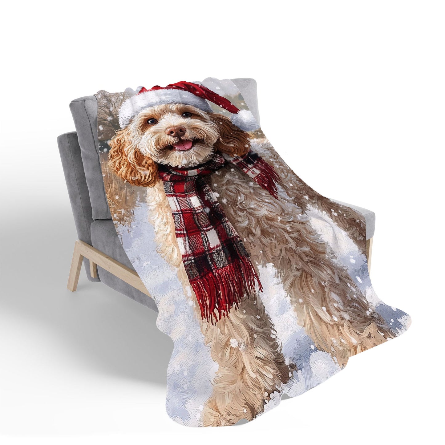Christmas Cockapoo Dog Sherpa Blanket