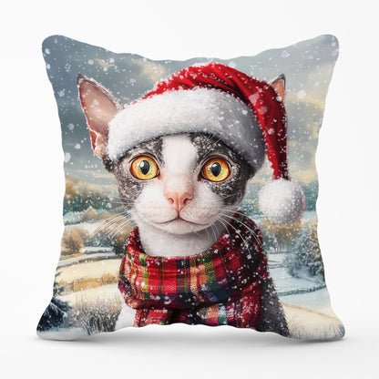 Christmas Cornish Rex Cushion