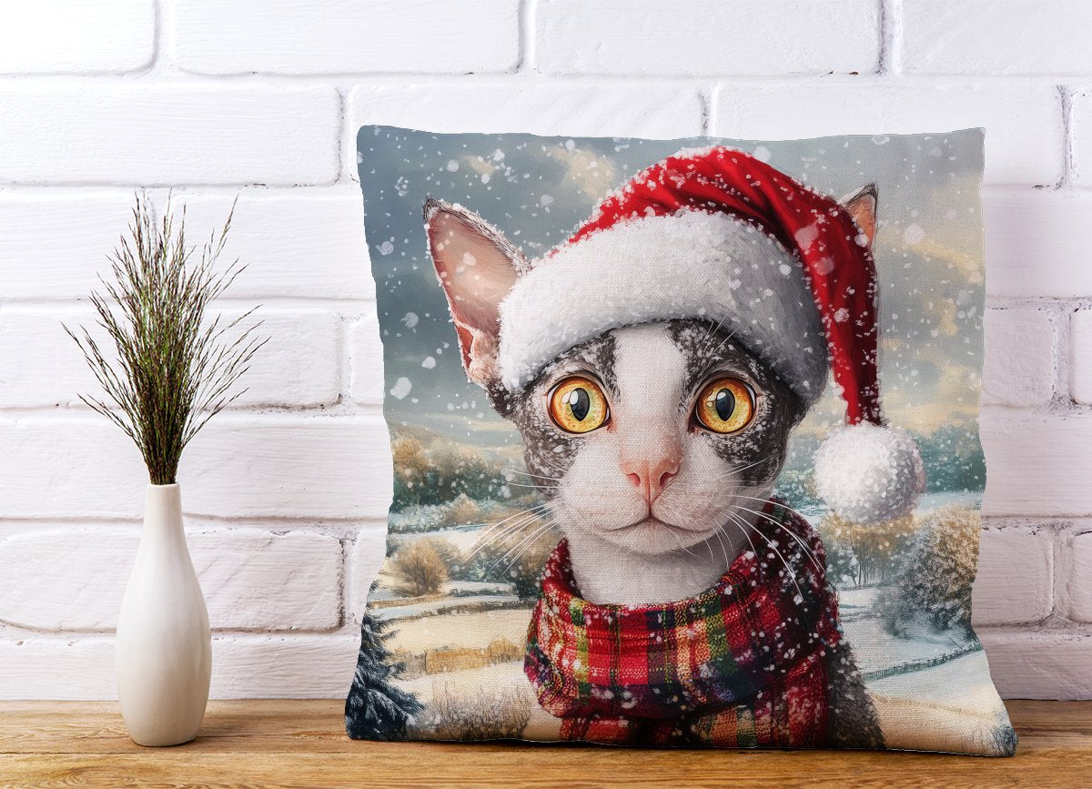 Christmas Cornish Rex Cushion