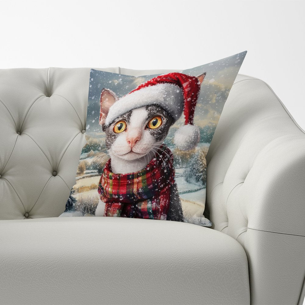 Christmas Cornish Rex Cushion