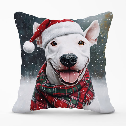 Christmas English Bull Terrier Dog Cushion