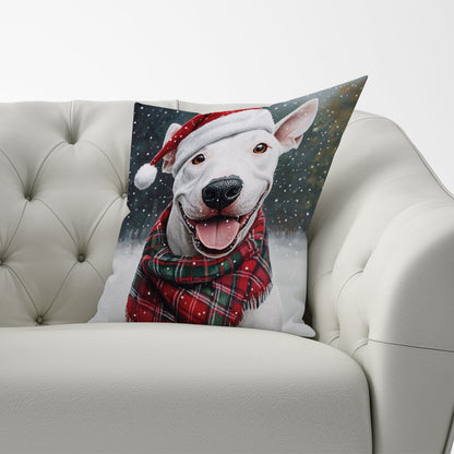Christmas English Bull Terrier Dog Cushion