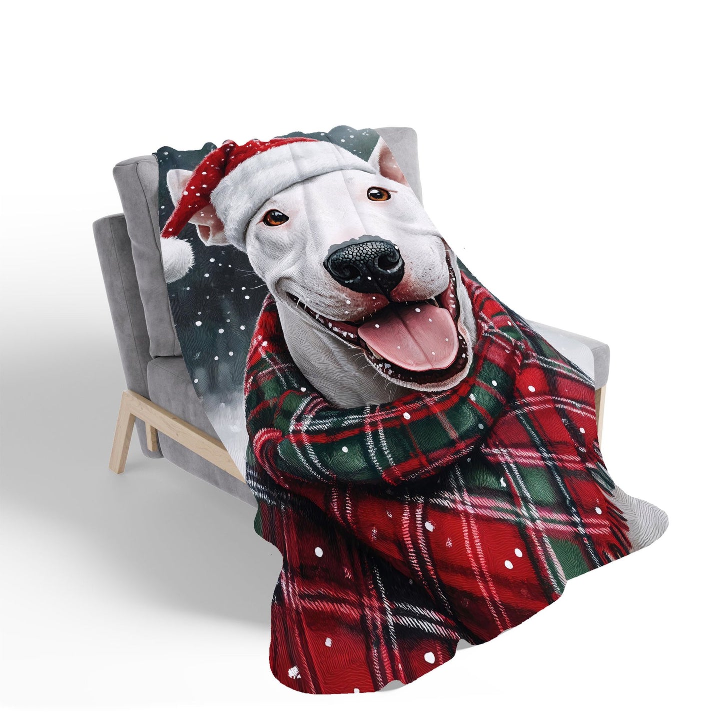 Christmas English Bull Terrier Dog Sherpa Blanket