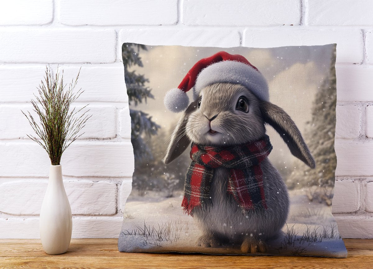 Christmas Grey Rabbit Cushion