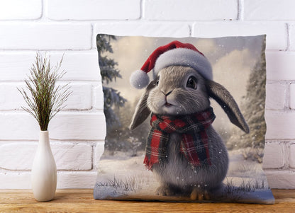 Christmas Grey Rabbit Cushion