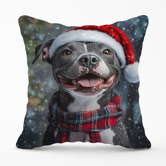 Christmas Staffordshire Bull Terrier Dog Cushion