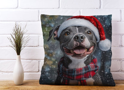 Christmas Staffordshire Bull Terrier Dog Cushion