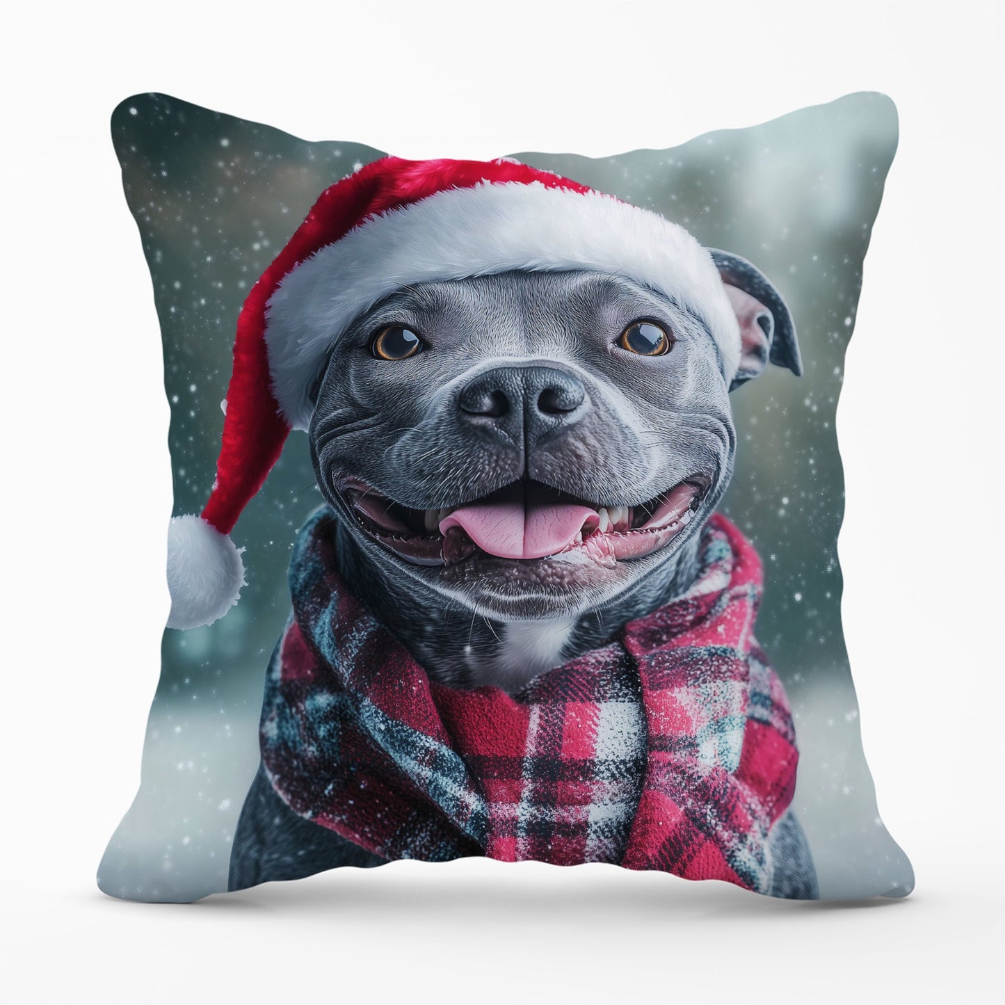 Christmas Staffiordsire Bull Terrier Cushion