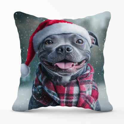 Christmas Staffiordsire Bull Terrier Cushion