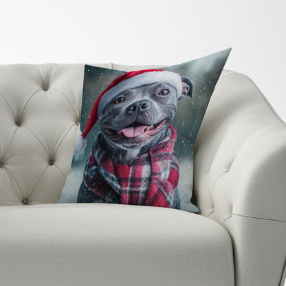 Christmas Staffiordsire Bull Terrier Cushion