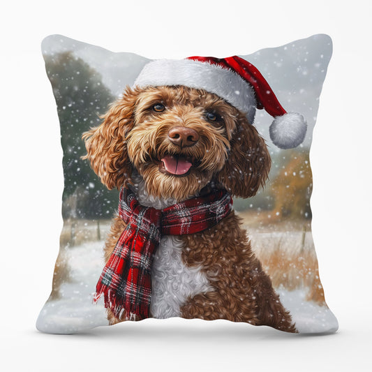 Snowy Christmas Labradoodle Cushion